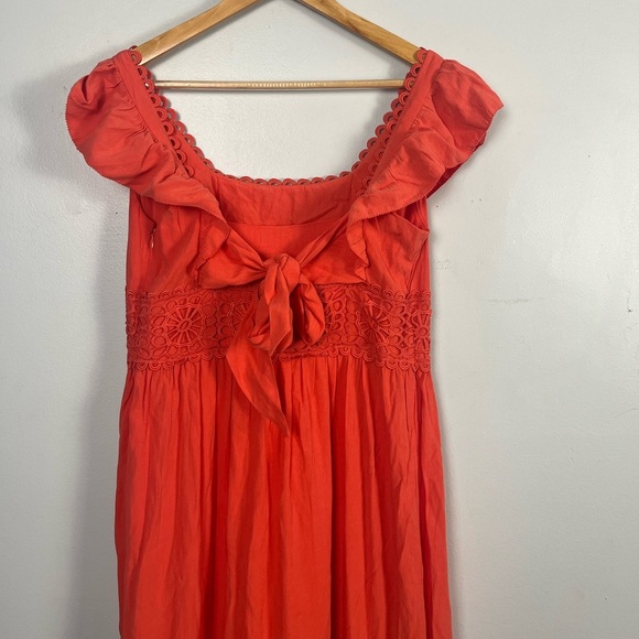 Fat Face Coral Pink Hibiscus Lace Maxi Dress size 4 copper & black - Picture 6 of 11